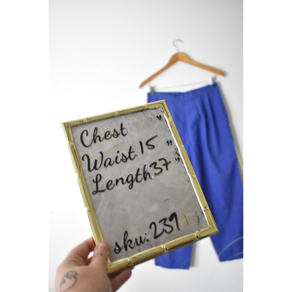 Handmade Trousers Women 30 Waist Periwinkle Blue 80s Pleated High Rise Tapered - Picture 8 of 8